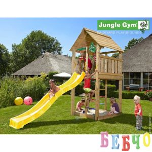 Jungle Gym Cabin дървена детска площадка с пързалка
