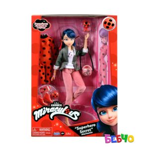 MIRACULOUS Калинката и Котарака Фигура герой Маринет с костюм на Калинката и Kwami