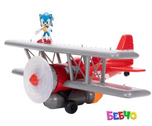 Jakks Pacific Sonic - Игрален комплект Соник с Торнадо самолет, Соник