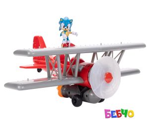 Jakks Pacific Sonic - Игрален комплект Соник с Торнадо самолет, Соник