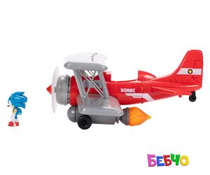 Jakks Pacific Sonic - Игрален комплект Соник с Торнадо самолет, Соник