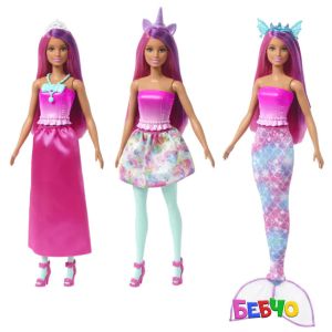 Barbie® Dreamtopia™ Кукла принцеса 3 в 1 с костюми на фея и русалка