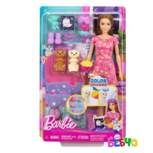 Barbie® Family Pets Пижамено парти с 2 кученца и кукла