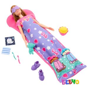 Barbie® Family Pets Пижамено парти с 2 кученца и кукла