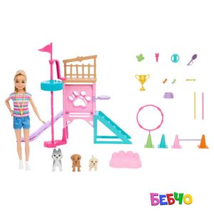 Barbie® Кукла с кученца и площадка за игра Barbie and Stacie to the Rescue