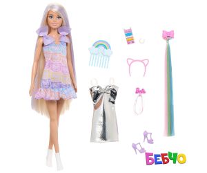 Barbie® Забавна и елегантна кукла с дълга руса коса, аксесоари и 2 тоалета