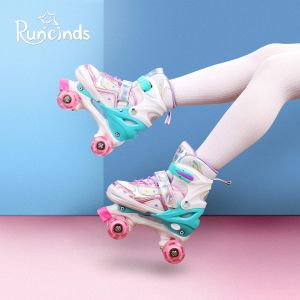 Runcinds Регулируеми ролкови кънки със светещи силиконови колела Розови