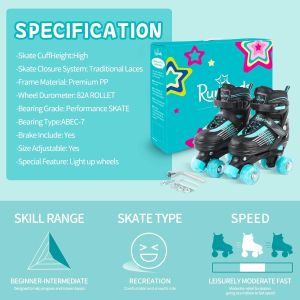 Runcinds Регулируеми ролкови кънки със светещи силиконови колела Сини