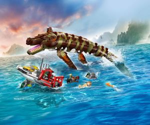 LEGO® Jurassic World Мисия с лодка и мозазавър от тухлички 76974 
