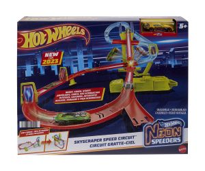 Hot Weels Neon Speeders Комплект Скоростен небостъргач с неонов състезател