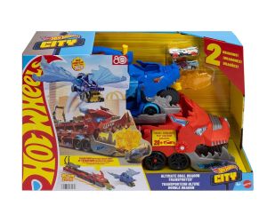 Hot Wheels City Транспортьор двоен дракон с 2 колички