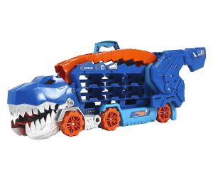 Hot Wheels City 2 в 1 Мега транспортьор с 2 колички или писта T-Rex със звук и светлини