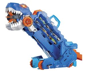 Hot Wheels City 2 в 1 Мега транспортьор с 2 колички или писта T-Rex със звук и светлини