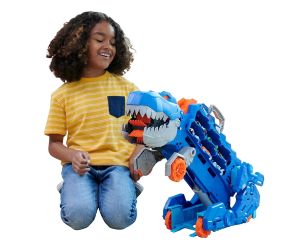 Hot Wheels City 2 в 1 Мега транспортьор с 2 колички или писта T-Rex със звук и светлини