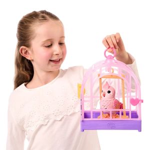 Moose Little Live Pets Really Real Bird Интерактивно пиле в клетка Роузи