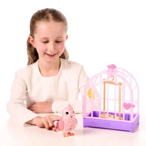 Moose Little Live Pets Really Real Bird Интерактивно пиле в клетка Роузи